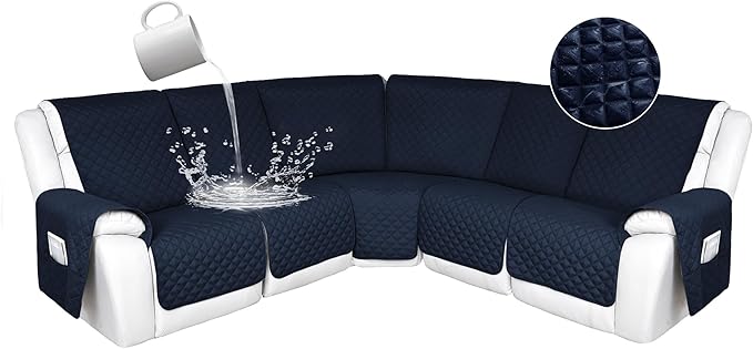 HDCAXKJ 100% Waterproof Reclining Sectional Couch Covers L Shape Recliner Sofa