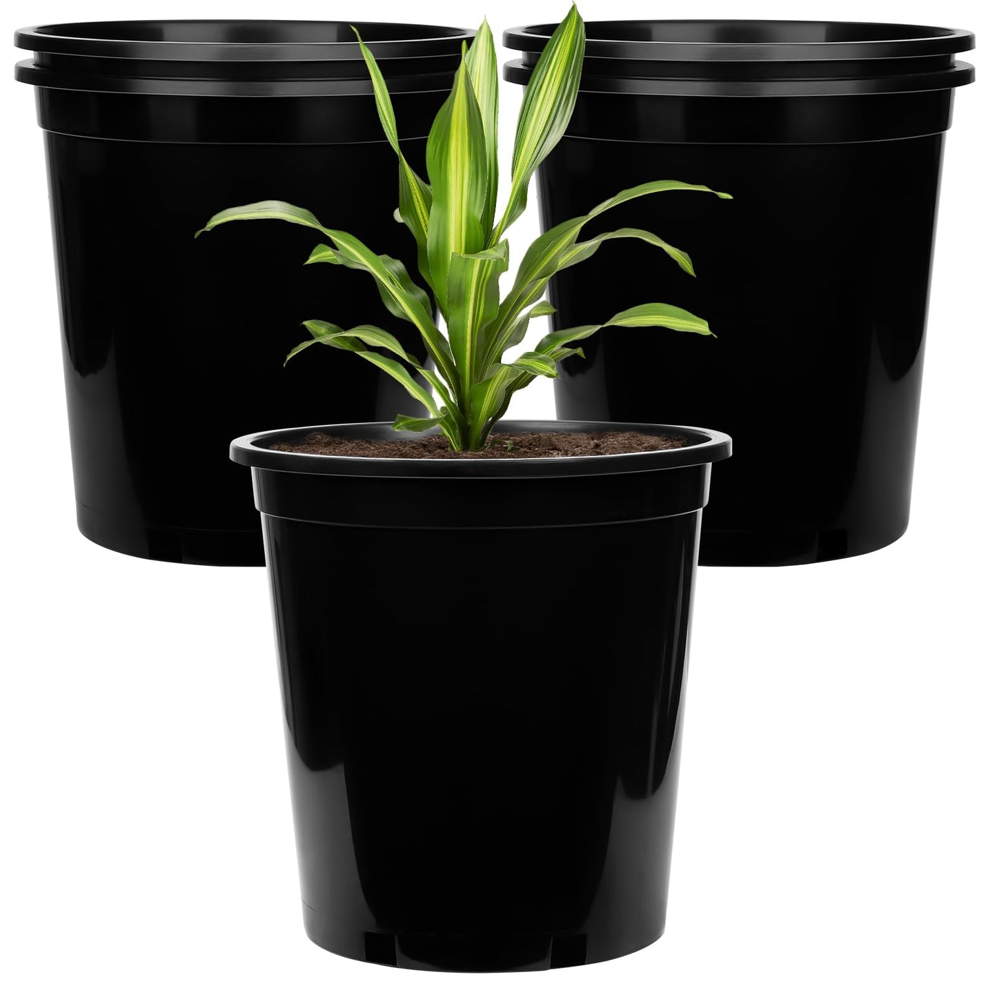 GREANER 5 Gallon Pots for Plants, Flexible Durable Plant Nursery Pots for Flower Herb Vegetable Seedling Tree Fruit(Black)