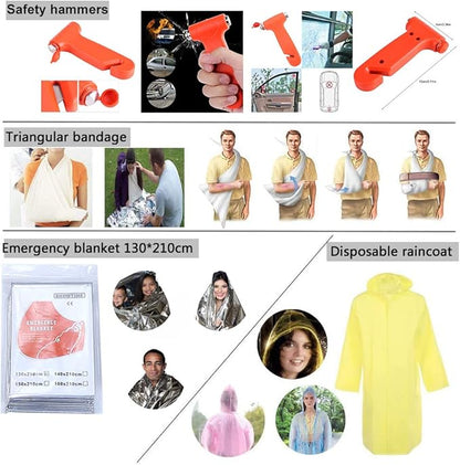 First Aid Kit - 230 Piece - for Car, Home, Travel, Camping, Office or Sports | Red Bag/Reflective Cross, Fully Stocked with Essential Supplies for Emergency and Survival