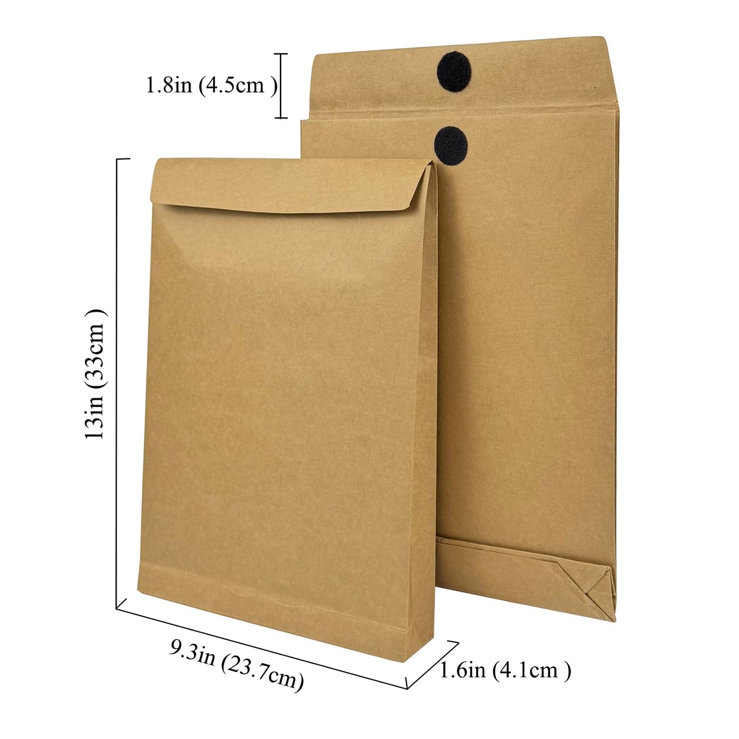 Neehows 15 Pack Expandable Large Kraft Envelopes, 9.3" x 13" Big Mailing Envelopes Hook-and-Loop Closure Anti Tear Catalog Envelopes for Business Office Paper Documents File Storage - Brown