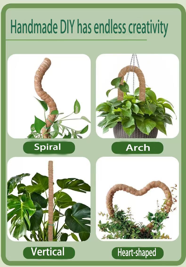 BIESTJP Monstera Plant Support,Bendable Coco Coir Pole for Monstera Plant Supports Indoor Plants, 63 inch Moss Pole Support for Climbing Plants