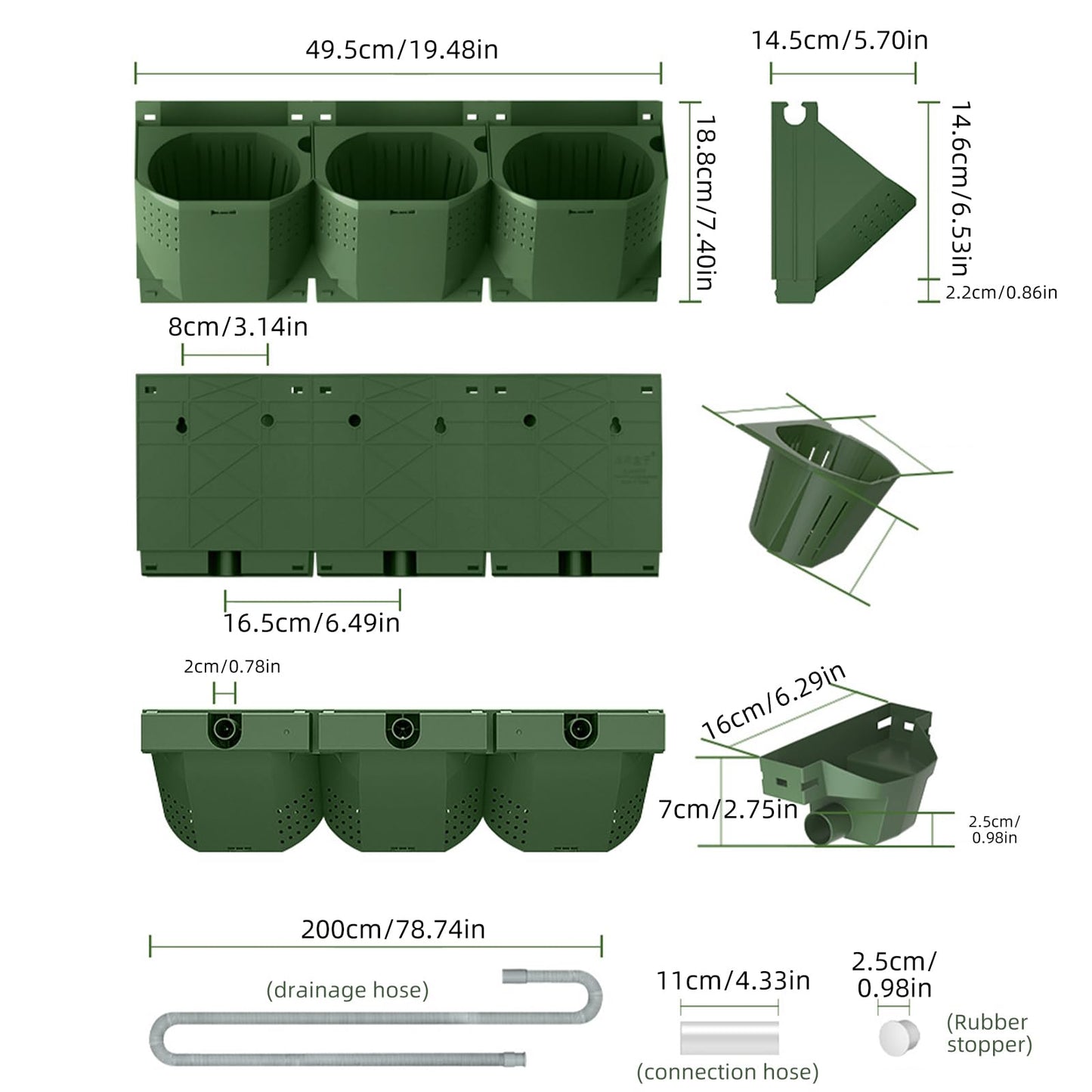 ZIAERKOR 36 Pockets Self Watering Wall Mounted Vertical Planter, Wall Planter Indoor Vertical Living Green Plant Wall Easy Installation (Green with Timing System)