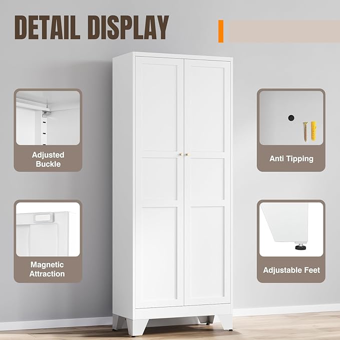 Yizosh Metal Pantry Cabinet, Cupboard