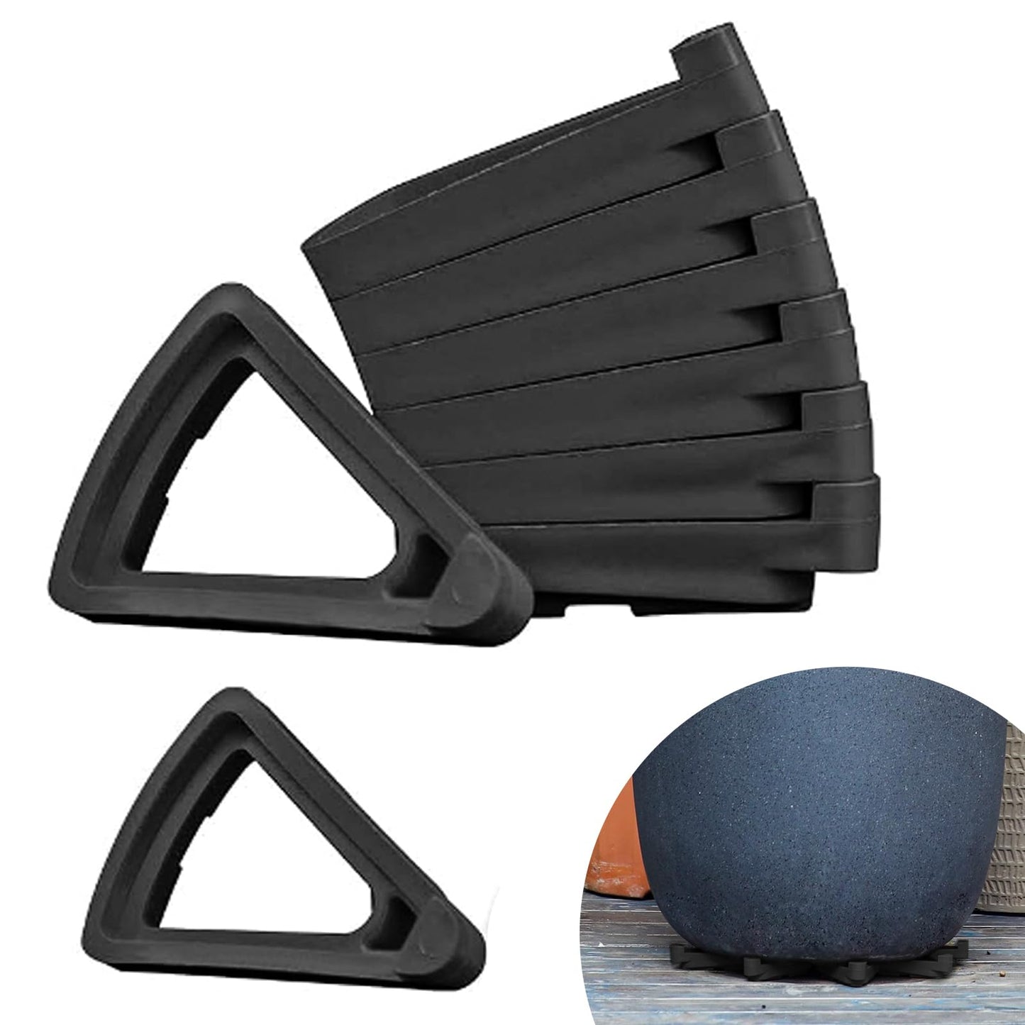 LeafLassie Plant Pot Feet for Outdoor Planters, 24PCS Invisible Flower Pot Risers Toes,Indoor Secure Compressive Environmental Triangular Lifters Supports (Small Black)