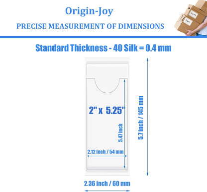 Origin-Joy 35 PCS Self Adhesive Index Card Pockets with Top Open, Clear Plastic Label Holder for Cards of Note, Library and Business, Adhesive Label Pockets & Card Holder (2 x 5.25 inch)