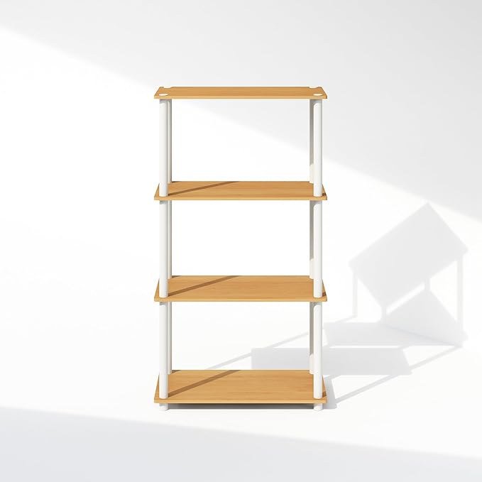Furinno Turn-N-Tube Book Shelf, 4-Tier Bookshelf, Bookcase