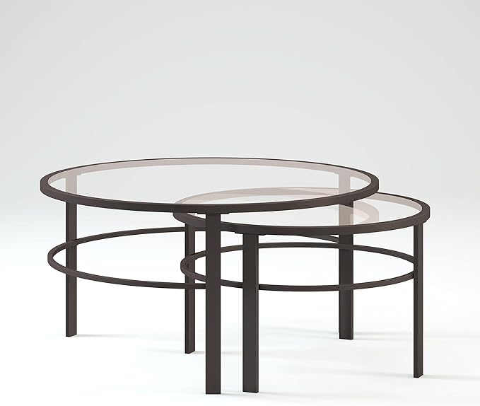 Henn&Hart Round Nested Coffee Table in Blackened Bronze, Coffee Table coffee