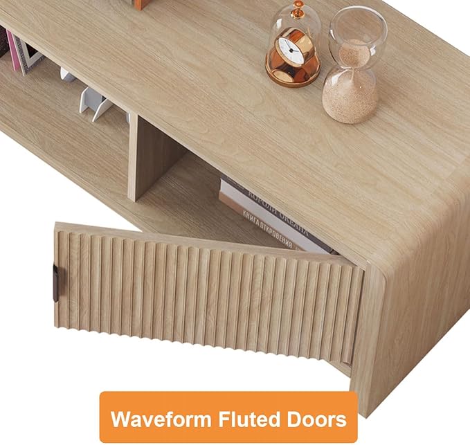 FATORRI TV Stand for TVs up to 75/65/55 Inch, Wood Entertainment Center