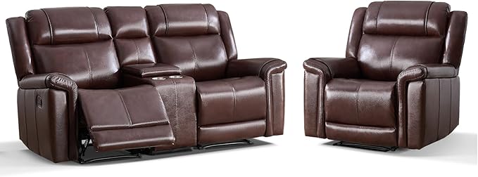ANJ Premium Genuine Manual Reclining Sofa Set