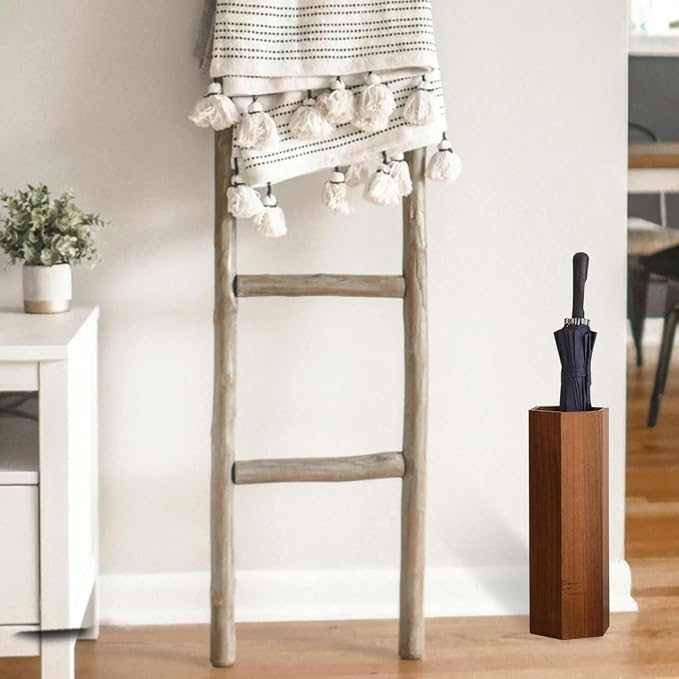 Umbrella Rack,Wooden Umbrella Bucket Entryway Umbrella Holder Freestanding Cane Stand Natural Color Decorative Umbrella Rack Tall Basket for Laundry