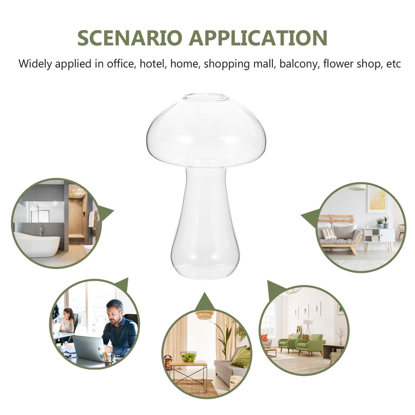Kichvoe Glass Mushroom Vase Small 12x8cm Decorative Flower Planter Hydroponic Glass Terrarium for Home and Desktop Plant Arrangement