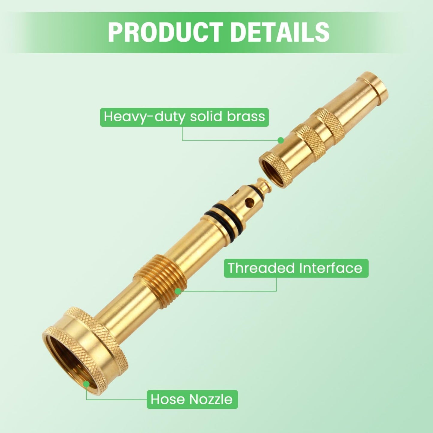 ENNSOO Garden Hose Nozzle with Adjustable Twist, High Pressure Hose Nozzle with Solid Brass, Jet Sweeper Nozzle Water Hose Sprayer Nozzle for Garden
