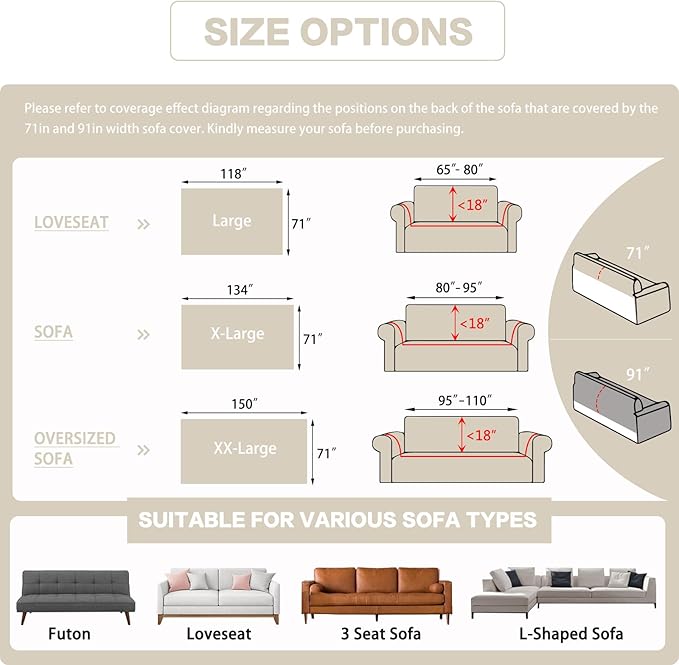 DREAMINGO Sofa Covers Washable Thick Chenille Couch Cover