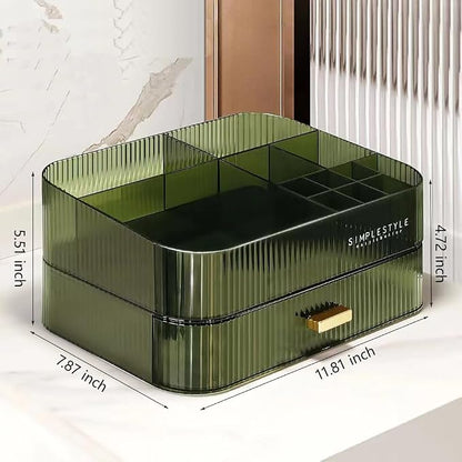 Makeup Organizer with Stackable Drawers, Bathroom Vanity Organizers and Storage, Ideal for Desk and Dresser Countertops, Great for Cosmetics, Skincare, Lipsticks, Nail Care - Green