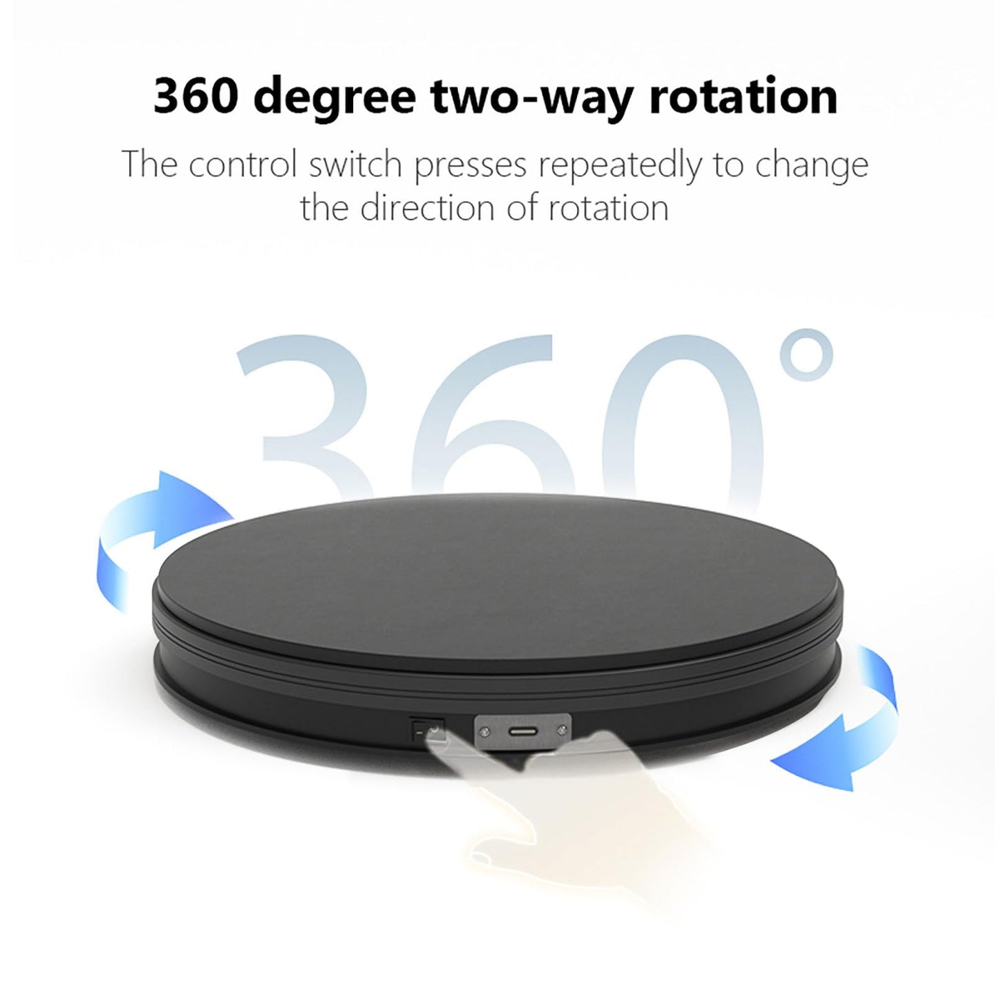 YVV Rotating Display Stand 9.84 Inch, 360° Motorized Turntable Display, USB Powered Spinning Display Platform for Product Photography, Jewelry, Shoes, 22 lbs Load, Black Electric Display Base