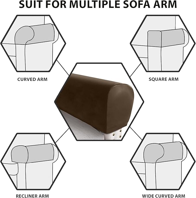 PU Leather Armrest Covers for Sofa Couch Arm Slipcover Set of 2 Stretch