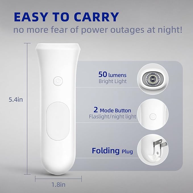 ROSSEX 4 in 1 Emergency Lights for Home Power Failure, 2 Pcs Rechargeable LED Flashlight Plug in Wall, Automatic Turn-On Power Outage Night Light Flashlight for Hurricane Preparedness Items