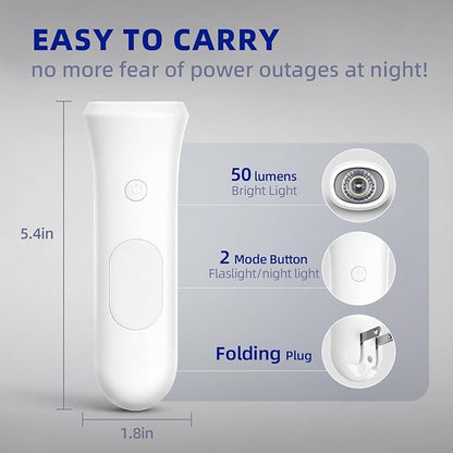 ROSSEX 4 in 1 Emergency Lights for Home Power Failure, 2 Pcs Rechargeable LED Flashlight Plug in Wall, Automatic Turn-On Power Outage Night Light Flashlight for Hurricane Preparedness Items