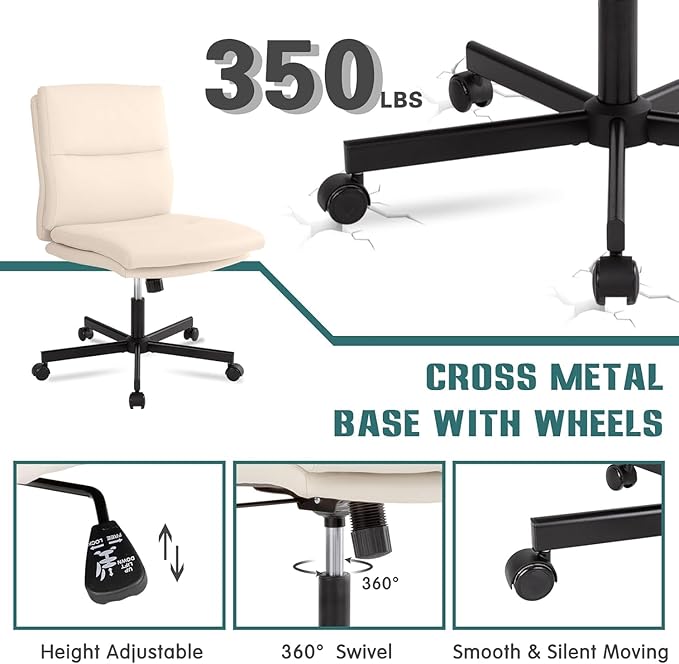 LUCKWIND Armless Office Desk Chair