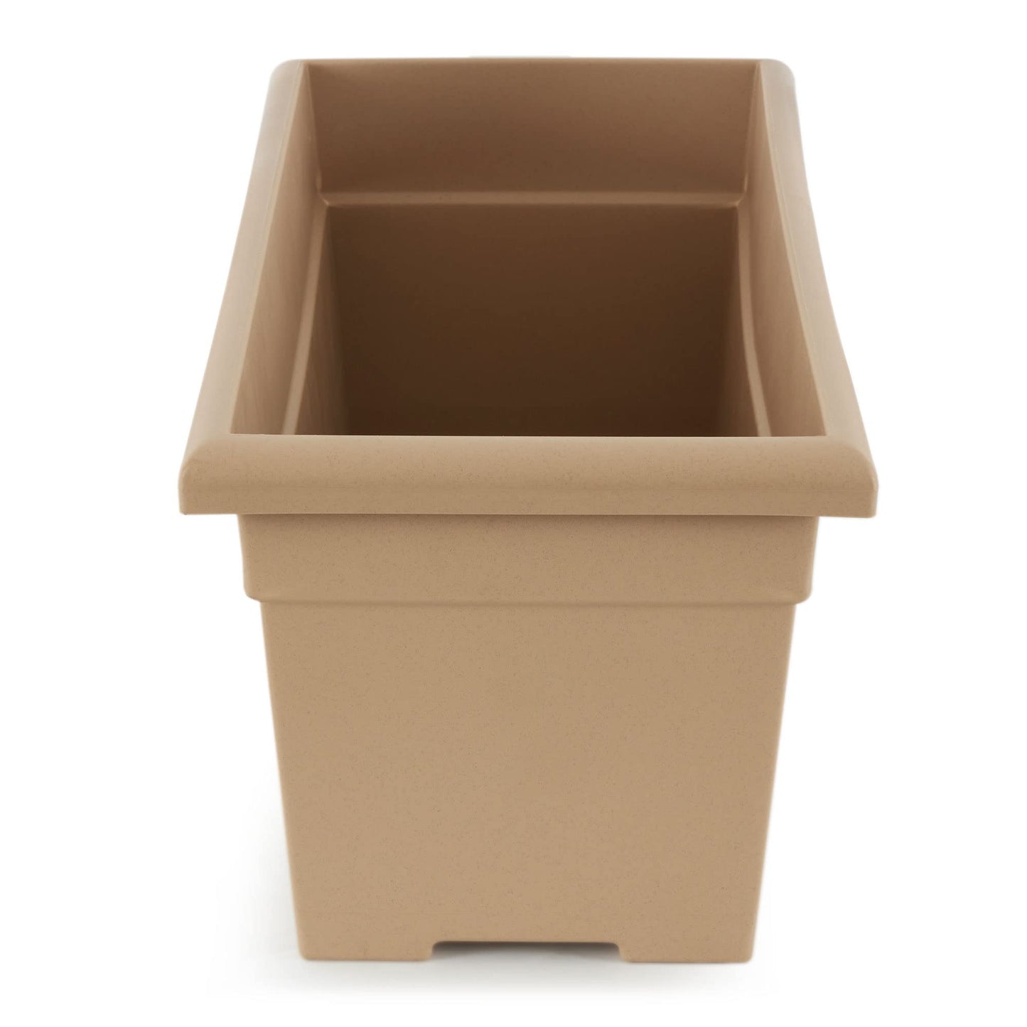 The HC Companies 28 Inch Romana Planter Box with Drainage Plug, Lightweight UV-Resistant Plastic Outdoor Planters, 1-Pack Flower Box for Garden, Patio, Balcony, and Fence, Sandstone