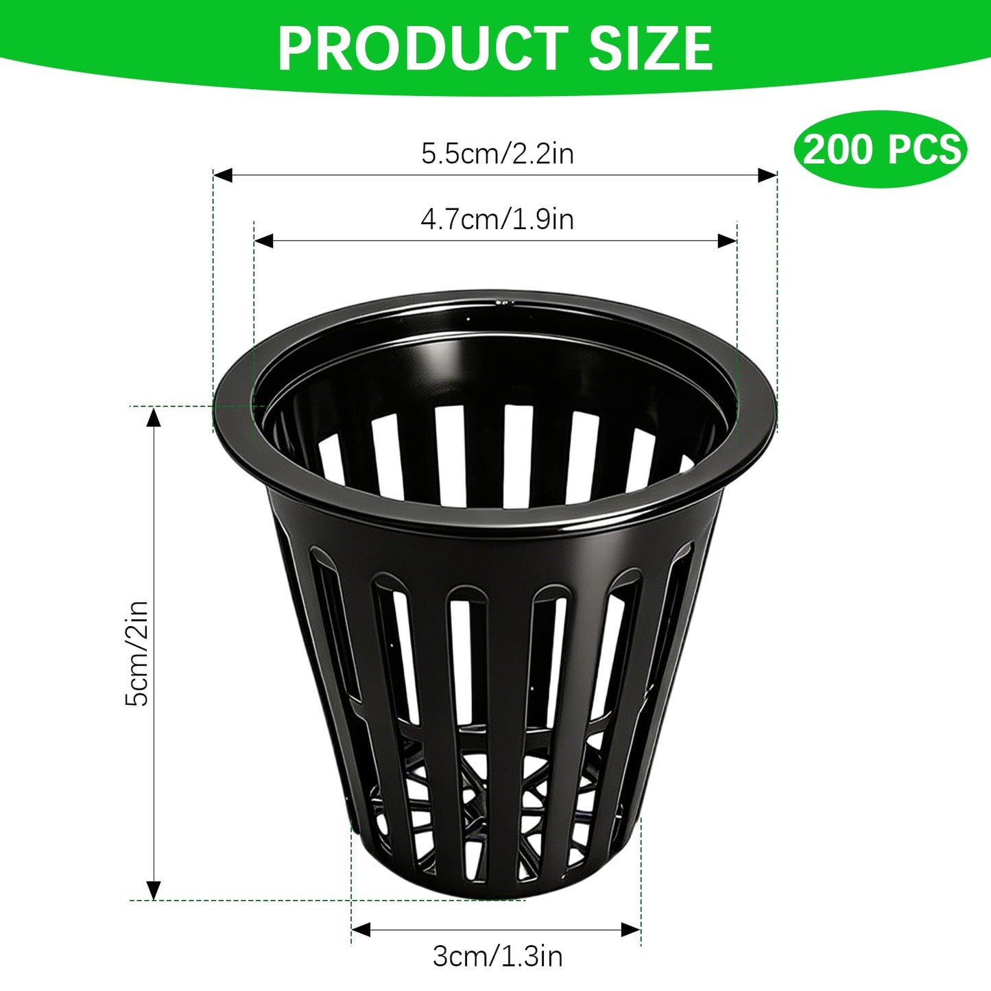 KoMvzyl 200PCS 2 inch Net Pots,Hydroponics Cup, Net Cups for Indoor or Outdoor Growing