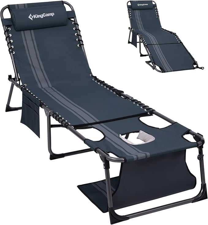 KingCamp Lounge Chair with face Hole, 400LBS Tanning Chairs