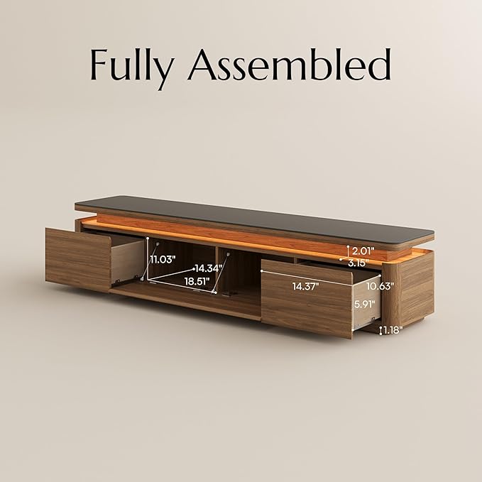 POVISON Fully Assembled 79" Mid-Century Modern TV Stand