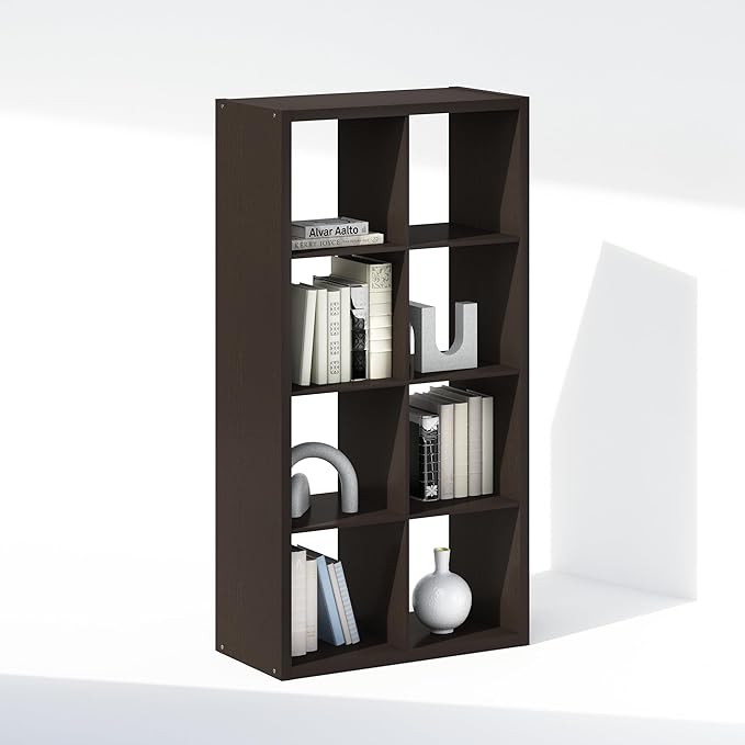 Furinno Simple Cube Storage Organizer, 8-Cube Display Shelf, Open Back Shelving