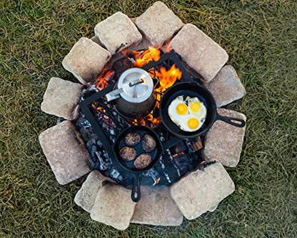 Amazon Basics Heavy-Duty Portable Camping Grill Grate for Campfire Cooking, Black