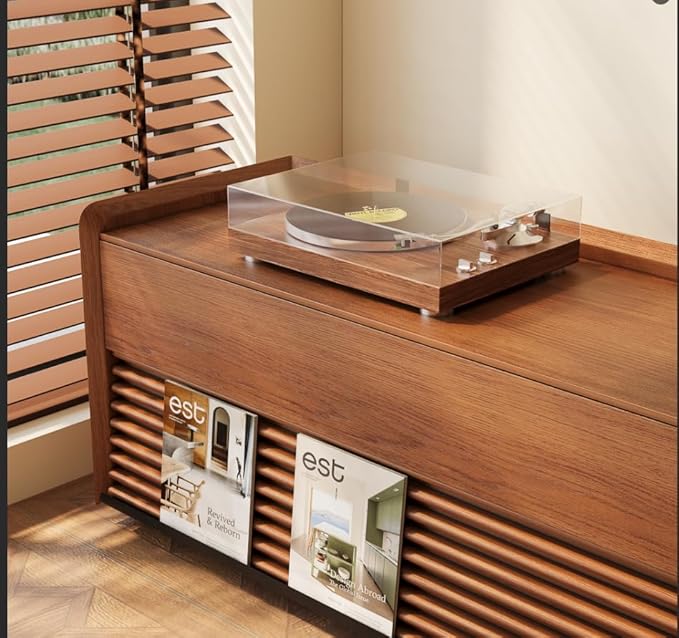 POVISON Fully-Assembled Mid Century Modern TV Stand, 78.74" Wood Media Console