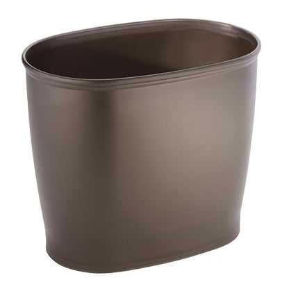 iDesign Slim Plastic Bathroom Trash Can, Small Garbage Bin for Bedroom, Office, Desk, Dorm, Bronze (Pack of 2)