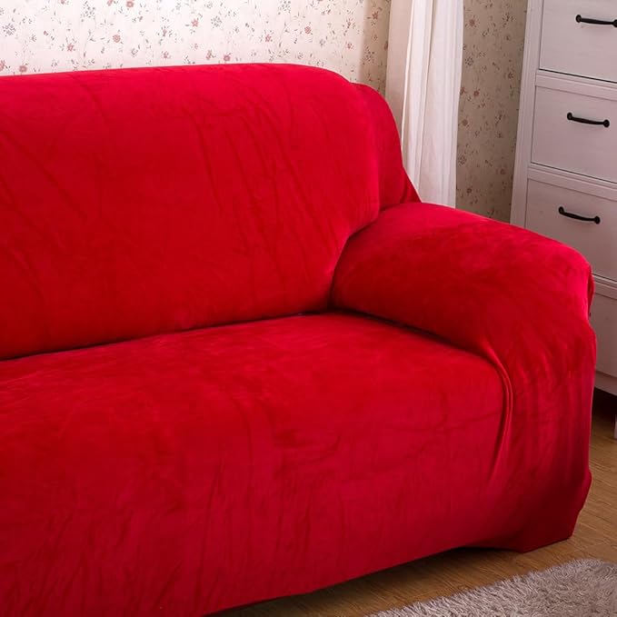 vctops 1-Piece Velvet Plush Stretch Loveseat Sofa Slipcover
