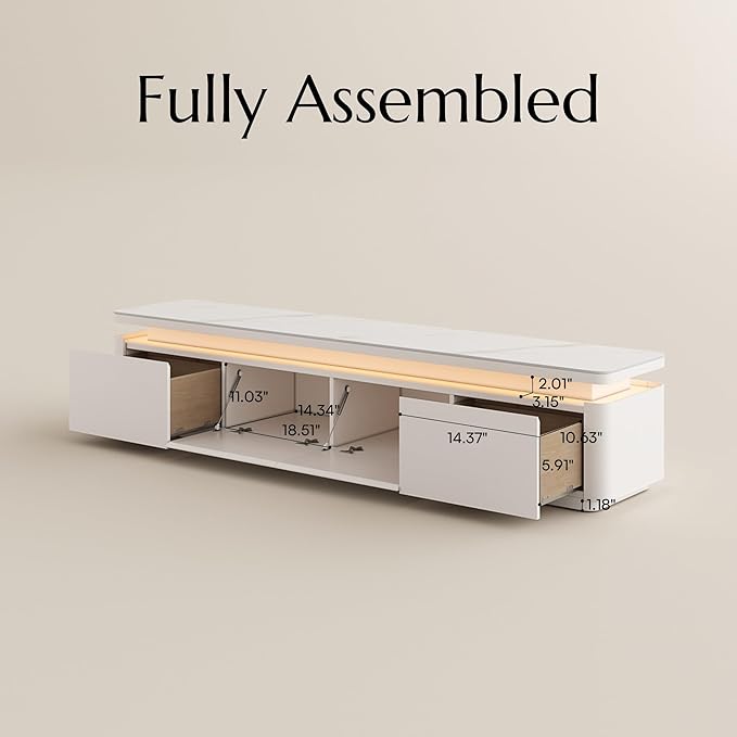 POVISON Fully Assembled 79" Mid-Century Modern TV Stand