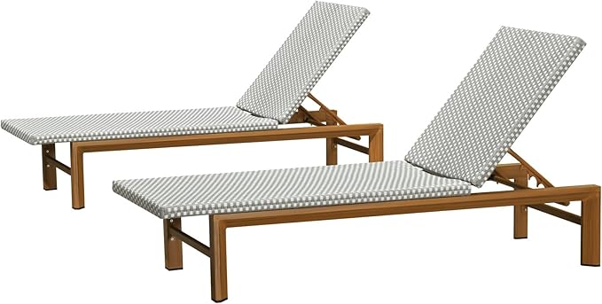 PURPLE LEAF Extra Wide Patio Chaise Lounge Set of 2 Outdoor Lounger French PE