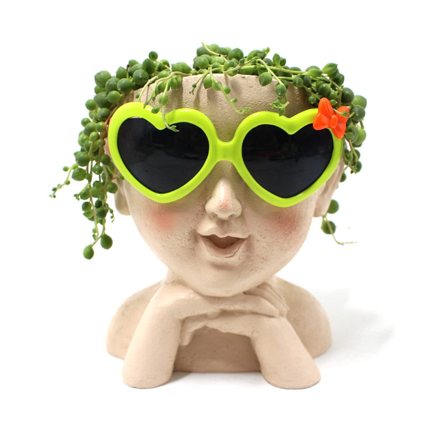 Yesness Face Planter Pots, Human Head Planters Cute Girl Flower Pot, Female Bust Statue Vase, Resin Garden Hollow Heads with Hole for Outdoor Indoor Plants,with Drainage Hole