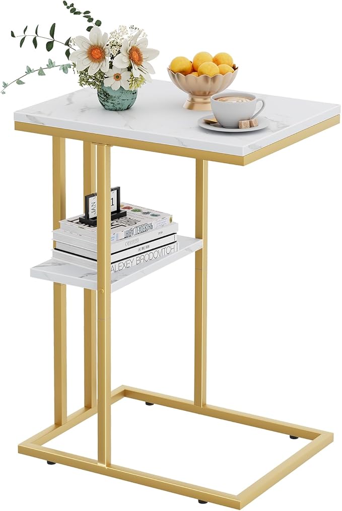C Shaped End Side Table, Couch Sofa Table