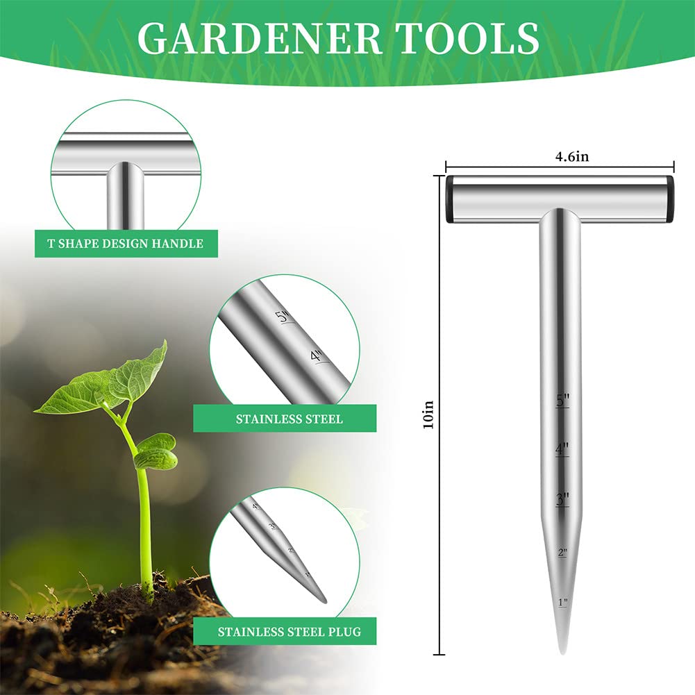 Sukiise Hand Dibber, Seed Dibber, Bulb Planter Tool, Seed Planter Tool, Hole Digger for Plant Labels, for Self Watering Stakes, Hand Held Bulb Planter for Tulip Daffodil Crocus Garden Tool