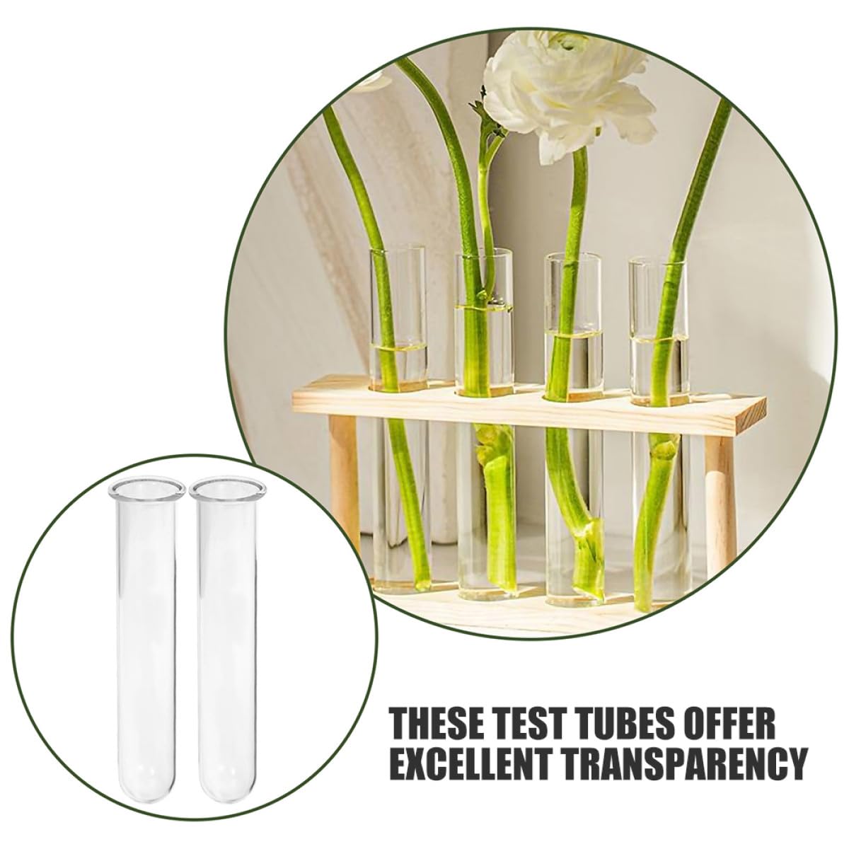 ULTECHNOVO 4pcs Glass Hydroponic Test Tube Vase Set 2.5x3x18cm Decorative Propagation Plant Holders Desktop Terrarium Planter Tubes for Home Garden
