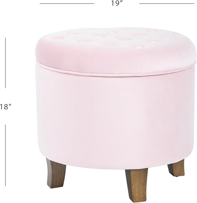 Homepop Home Decor | Upholstered Round Velvet Tufted Foot Rest Ottoman | Ottoman