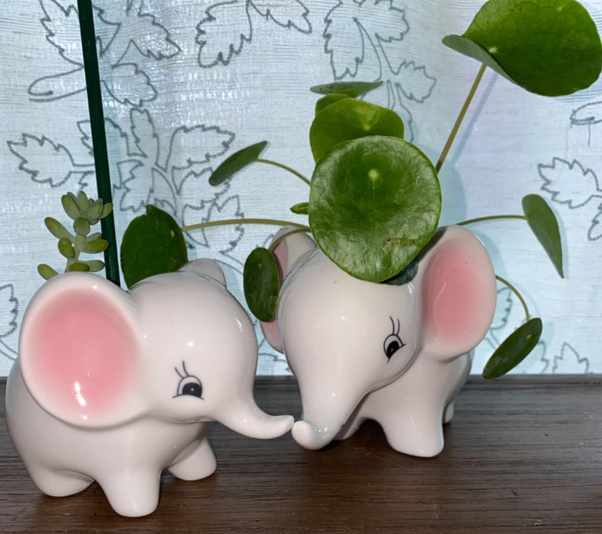 zmgmsmh Cute Elephant Succulent Elephants Home Decor Desk Garden, Animal Shaped Ceramic Succulent Pots with Drainage Hole, Planter Flower Pots(Elephant 2PCS)
