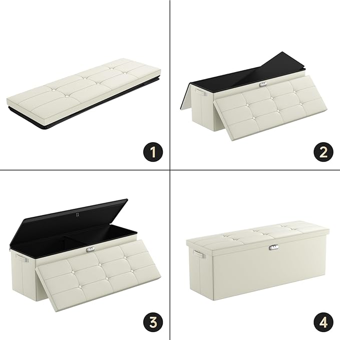 DocSafe Storage Ottoman Bench, Fireproof＆Waterproof Folding Bench