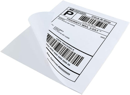 L LIKED 8.5" x 11" Printable White Sticker Paper Full Sheet Label, Matte, for Laser & Inkjet Printers (100 Sheets)
