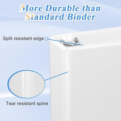 CIXILDTS 1-inch 3 Ring Binder Fit US Letter Size Paper, 1" Slant D Ring Binders, View Binder with 2 Pocekts, 12-Pack,White