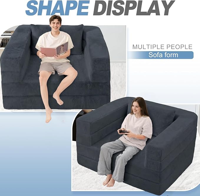 Futon Sofa Bed with Pillow, 3-in-1 Sleeper Sofa Bed with Removable Cover