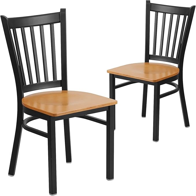Flash Furniture 2 Pack HERCULES Series Black Vertical Back Metal Restaurant