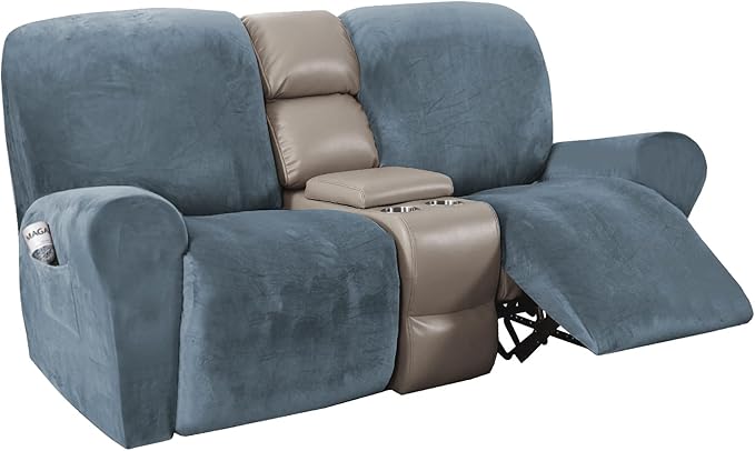H.VERSAILTEX Velvet Stretch Recliner Couch Covers 6-Pieces Recliner Loveseat