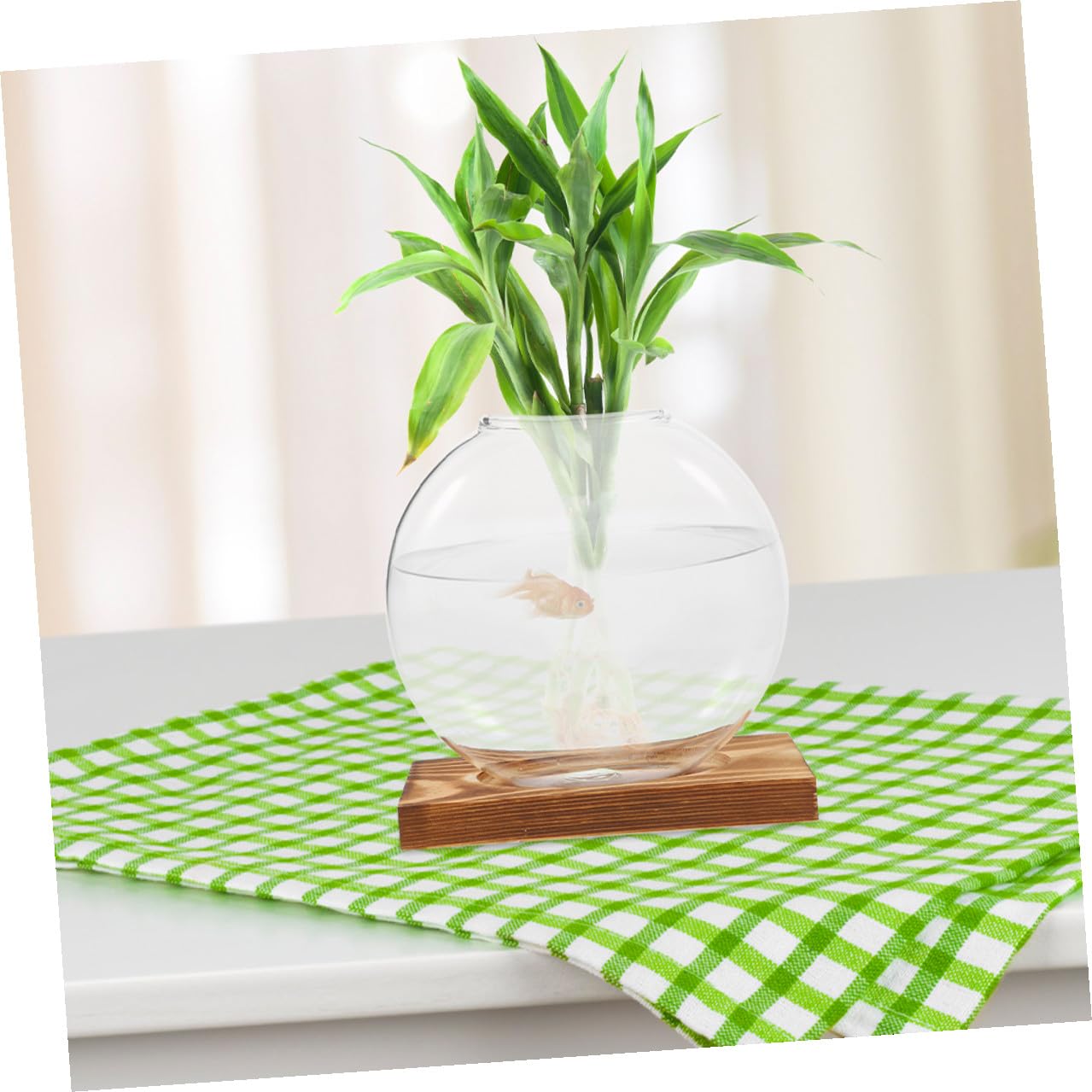 TOYANDONA 2pcs Hydroponic Glass Vases with Wooden Base, Small Plant Terrarium Pots for Indoor Propagation, Desktop Water Vase for Home Office Balcony