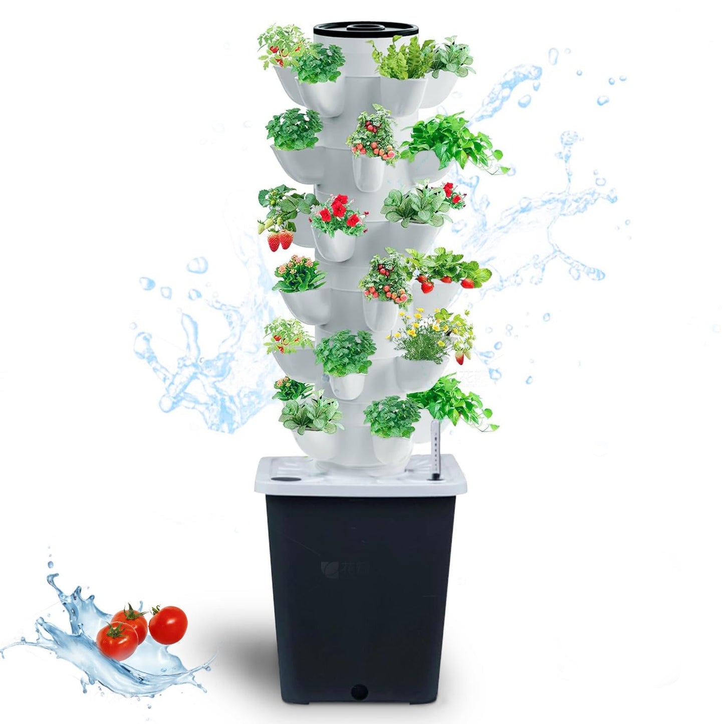 JPWDDWYT Hydroponics Tower Indoor Growing System Vertical Garden Planter Indoor Smart Garden Kit with Pump and Movable Water Tank Vegetable Plant Gift for Gardening Lover (30-Plants)