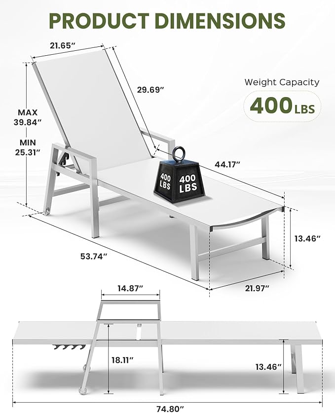 Vexwalx Patio Chaise Lounge Outdoor