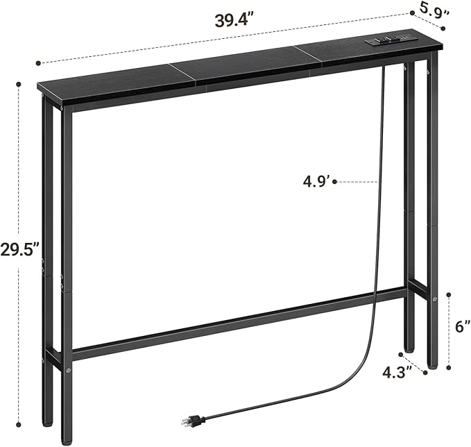 ELYKEN 5.9" Narrow Console Sofa Table